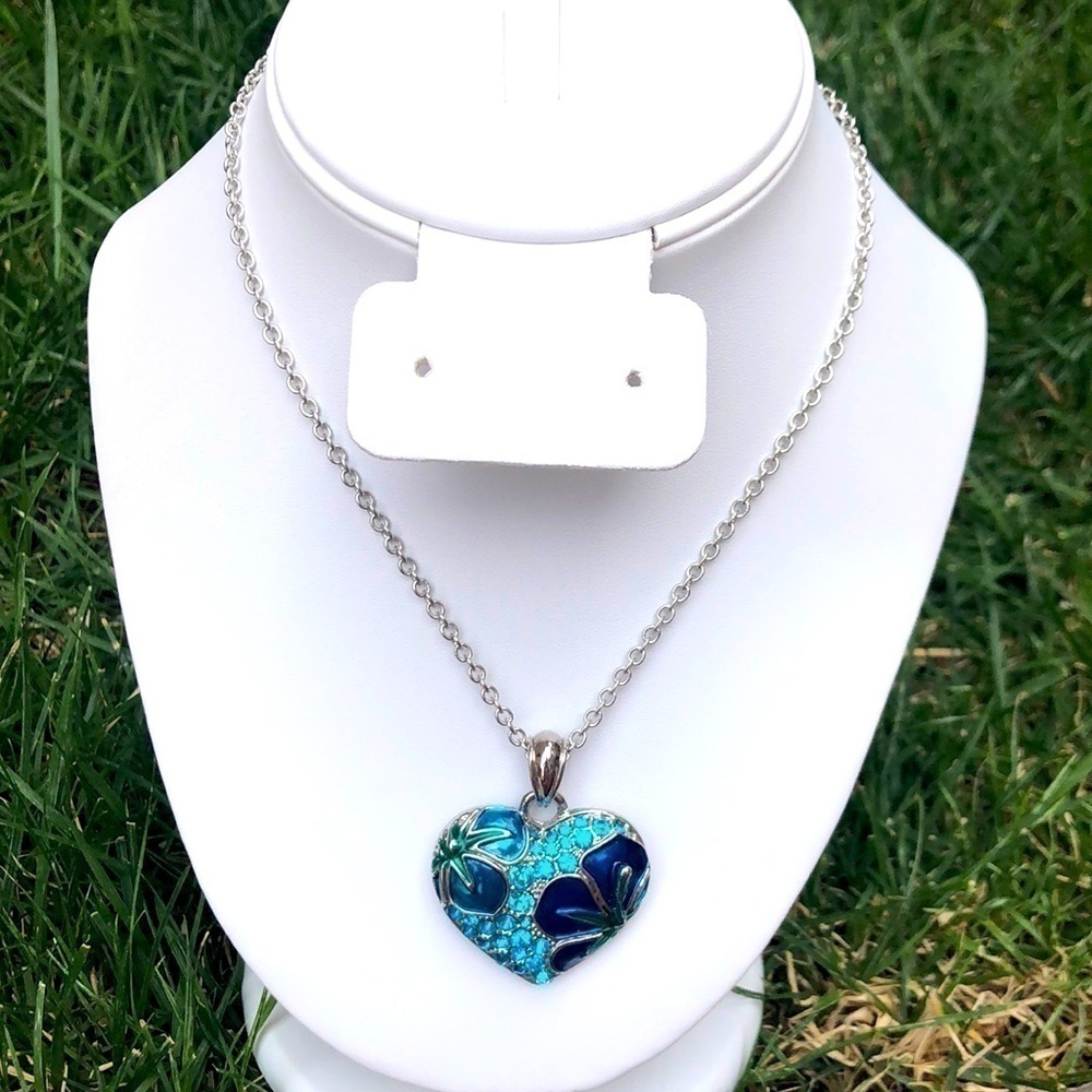 𝅺heart rhinestone flowers 🌺 long chain 60 cm